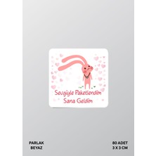 Woisco Teşekkür Etiket Sticker Paketlemeye Özel 3X3CM Parlak Beyaz Etiket T.no:13