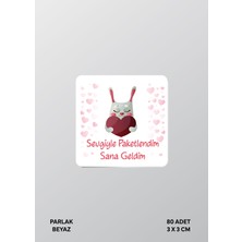 Woisco Teşekkür Etiket Sticker Paketlemeye Özel 3X3CM Parlak Beyaz Etiket T.no:12