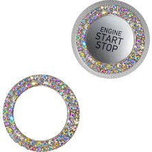 Fantastik Store Kristal Taşlı Start Stop Düğme Halkası Gökkuşağı