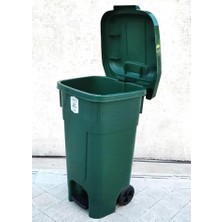 abnturk 80 Litre Kapasiteli Büyük Boy Pedallı Çöp Kovası Kapaklı ve Tekerlekli Çöp Konteyneri