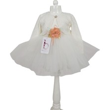 Bulşen Kız Çocuk Yaprak Desenli Örme Bolerolu Elbise 9 Ay, 12 Ay, 18 Ay