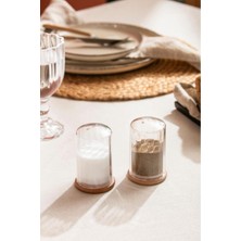 Feyza Design Ahşap Kapaklı Mika Tuzluk Biberlik Seti, Modern Mutfak ve Sofra Takımı