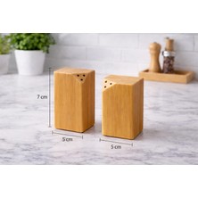 Yeterx Doğal Bambu Tuzluk Karabiberlik Seti 7x5 cm Modern Küp Tasarım