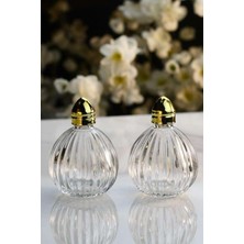 Feyza Design Iki Parça Gold Çizgili Cam Tuz ve Biberlik Takımı