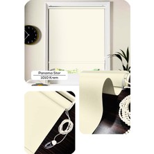 YS Perde Tasarım Panama Mat Keten Ekstra Kalın Lüx Güneşlik Stor Perde, Alüminyum Kasalı Yüksek Kaliteli - Krem PNM/QXW1010