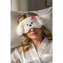 Caş Dekorasyon Beyaz Renk Köpek Motif Peluş Uyku Bandı