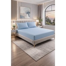 Homenup 90X190 Tek Kişilik Lastikli Çarşaf (Nevresim Kumaşı) Pamuk-Polyester Mavi