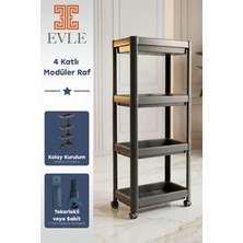 Evle 4 Katlı Tekerlekli Modüler Raf Ünitesi - Çok Amaçlı Mutfak Banyo Balkon Düzenleyici