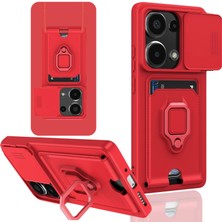 Starseven Redmi Note 13 4g Kılıf Zuma Kartvizitli Yüzüklü Silikon - Kırmızı