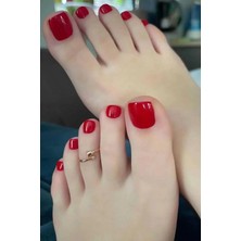 Caş Dekorasyon 24'lü Kırmızı Renk Ayak Takma Tırnak Seti