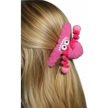 Caş Dekorasyon Fuşya Renk Canavar Figürlü Peluş Mandal Toka