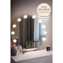 Medushop® Usb’li 10’lu Hollywood Makyaj Aynası Ampul Seti 3 Renk 10 Kademe Dimmerli LED Işık