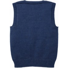 Erkek Çocuk Örgü Yelek Fasulye Desen Lacivert