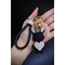 Jaida Moda Siyah Sevimli Zirkon Taşlı Tavşan Anahtarlık ve Çanta Charmı Vip Seri