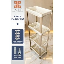 Evle 4 Katlı Tekerlekli Modüler Raf Ünitesi - Çok Amaçlı Mutfak Banyo Balkon Düzenleyici