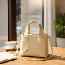 VogueaStyle Krem Minimal El & Omuz Çantası