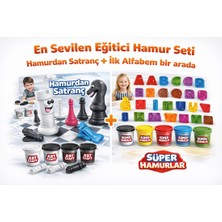 SAYICI Kids 2’li Ekonomik Eğitici Oyun Hamuru Seti |satranç + Alfabe Harf Kalıpları | 3+ Yaş Zeka Geliştirici
