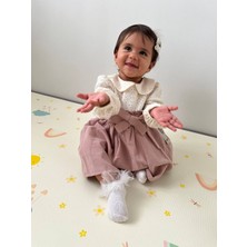 Wondress Bebek/çocuk Fiyonklu Keten Elbise - Pudr