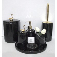 Akmera Home Toros Siyahı %100 Doğal Mermer 7 Parça Lüks Banyo Seti – Asil ve Zamansız Tasarım