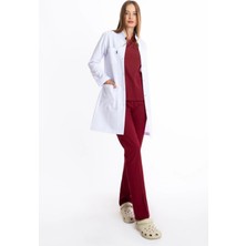 Uçak İş Giyim Beyaz Likralı Uzun Boy Hakim Yaka Kadın Doktor Hemşire Öğretmen Laborant Önlüğü