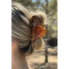 Caş Dekorasyon Kahverengi Çiçek Desen Mandal Toka