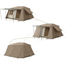 Nurcamp 10 Kişilik Tenteli Dayanıklı Pencereli Aile Kamp Çadırı 290X400X190