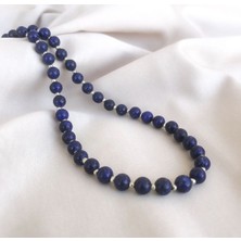 Taşmir Lapis Lazuli Doğal Taş Kolye - Paslanmaz Çelik Aparatlar