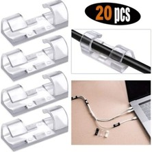 Yapışkanlı Kablo Sabitleyici Şeffaf Klips 20'li