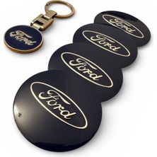 K Tunıng Ford Logo 56 mm Alüminyum Jant Göbek Stıcker ve Çift Taraflı Metal Anahtarlık