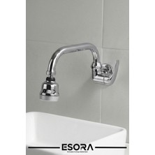 Esora Duvardan Tek Su Girişli 3 Fonksiyonlu Oynar Başlıklı Lavabo Musluğu