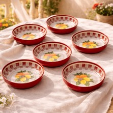 Sarkap Home 6'lı La Dolce Vita Kırmızı Dondurmalık ve Çerezlik Seti