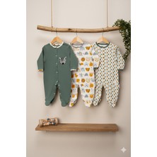 Bebek Desenli Mevsimlik Pamuklu 3’lü Kıyafet Tulum Seti Uyku Tulumu Yenidoğan 3-6-9 Ay