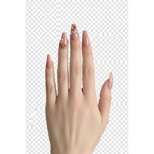 Caş Dekorasyon 12'li Pembe Renk Taşlı Takma Tırnak Seti (Yapıştırıcılı)