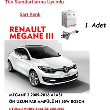 Bosch Megane 3 2009-2016 Arası Ön Uzun Far Ampülü Sarı 55W