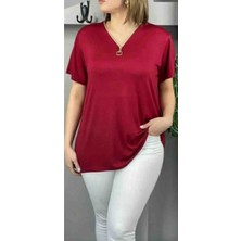 Te&Te Kadın Büyük Beden Fermuar Detaylı Bluz