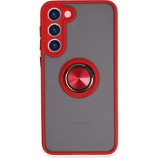 Epilons Galaxy S23 Kılıf Montreal Yüzüklü Silikon Kapak - Kırmızı