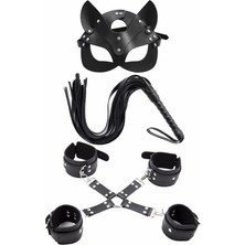 Byen Giyim Yaşanan Ilkleryanaaske Kırbaç Bileklik Ten Oluşan 5 Li Harness Deri Set 007-SIYAH - Standart