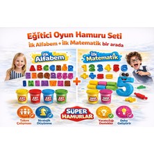 SAYICI Kids 2’li Eğitici Oyun Hamuru Seti – Ilk Alfabem + Ilk Matematik |zeka Geliştirici Harf Sayı Kalıpları