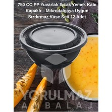 Yorulmaz Ambalaj ✅ 750 cc Yuvarlak Sıcak Yemek Kabı Kapaklı – Pp Sızdırmaz Kase Seti 12 Adet