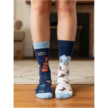 Aksu Çorap Sağlı Sollu Snowboard Desenli Soket Çorap