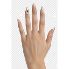 Caş Dekorasyon Karışık Renk Jel Tırnak Görünümlü 10'lu Takma Tınak Seti (Yapıştırıcılı)