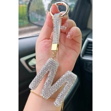 Jaida Moda M Harfi Zirkon Taşlı Anahtarlık ve Çanta Charmı