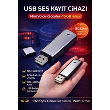UltraTekno Ses Kayıt Cihazı USB Şeklinde Fark Edilmez Tasarım 16GB Sese Duyarlı Kayıt + Otg