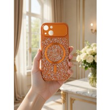 KumOziShop iPhone 15 Uyumlu Magsafe Özellikli 17 Görünümlü Kamera Korumalı Elmas Taşlı Premium Kılıf