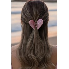 Caş Dekorasyon Pembe Renk Kalp Detaylı Kemik Mandal Toka