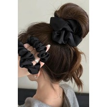 Caş Dekorasyon Siyah Renk Saten Simit Toka