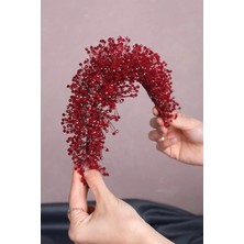 Bontex Kadın Kadın Saç Aksesuarı Bordo Atair Yogun Kristal Boncuklu Gelin Saç Aksesuarı – Taç – Taç – Taç