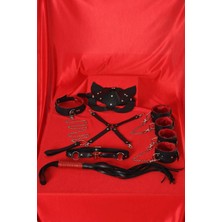 Tina Wear Kadın Kırmızı Siyah Harnes Fantezi Aksesuar Takımı 700215