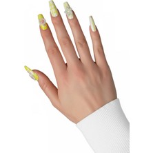 Caş Dekorasyon 12'li Yeşil Renk Incili Takma Tırnak Seti (Yapıştırıcılı)