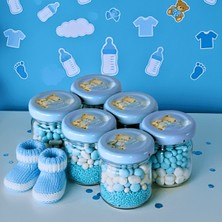 Sarkap 6'lı 40 ml Yuvarlak Cam Kavanoz Mavi Ayıcık